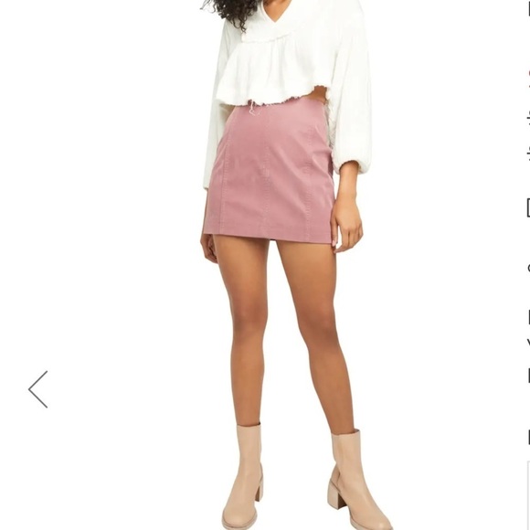 Free People Pink Faux Leather Mini Skirt - Picture 1 of 11